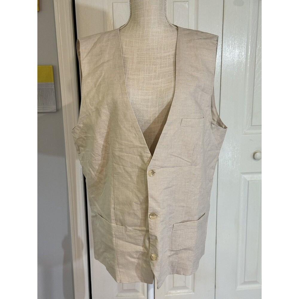 H2H Unisex Ivory Nylon Sleeveless V Neck Pockets Full Zip Vest Size XL NWT